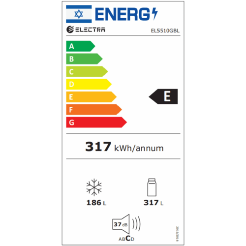 ‏⁧מקרר 4 דלתות ⁦Electra EL5510GBL⁩ אלקטרה זכוכית שחורה⁩‏
