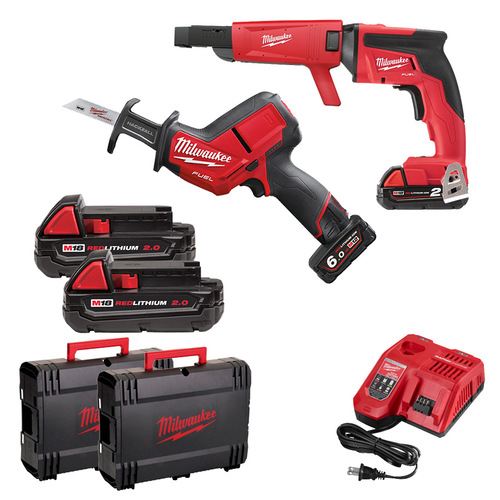סט מברגת גבס נטענת +מסור חרב קומפקטי MILWAUKEE M18 SET FUEL GEVES
