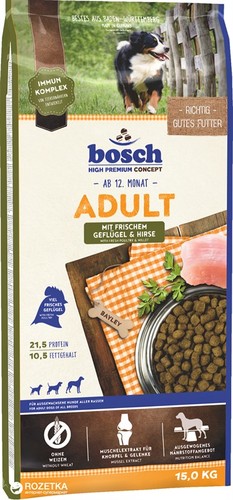 בוש Bosch מזון לכלב בוגר מכל הגזעים ללא גלוטן עוף ודוחן 15 ק