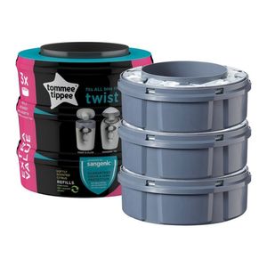 מארז 3 קסטות מילוי לפח חיתולים - Tommee Tippee Twist & Click Refill Cassettes 3 Pack
