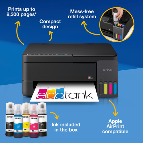 מדפסת בקבוקים Epson EcoTank L3350 משולבת ללא פקס (צבע שחור)