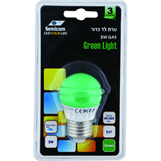 נורת לד כדור 3W E27 G45 ירוק Hyundai 
