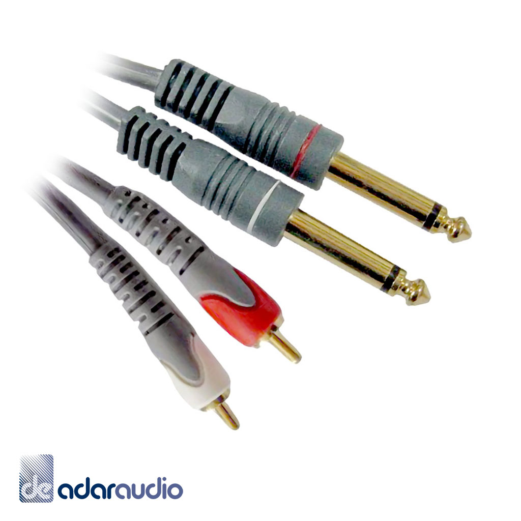 כבל אודיו 2x RCA זכר - 2x PL 6.35 מונו זכר אורך 3 מטר TopX