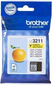 ראש דיו צהוב מקורי Brother LC3211Y מיכל עד 200 דפים