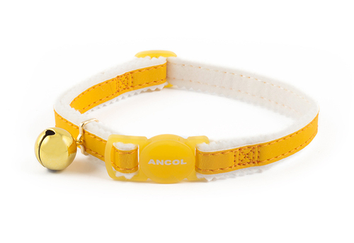 אנקול קולר לחתול עשוי בד מחזיר אור עם פעמון במגוון צבעים