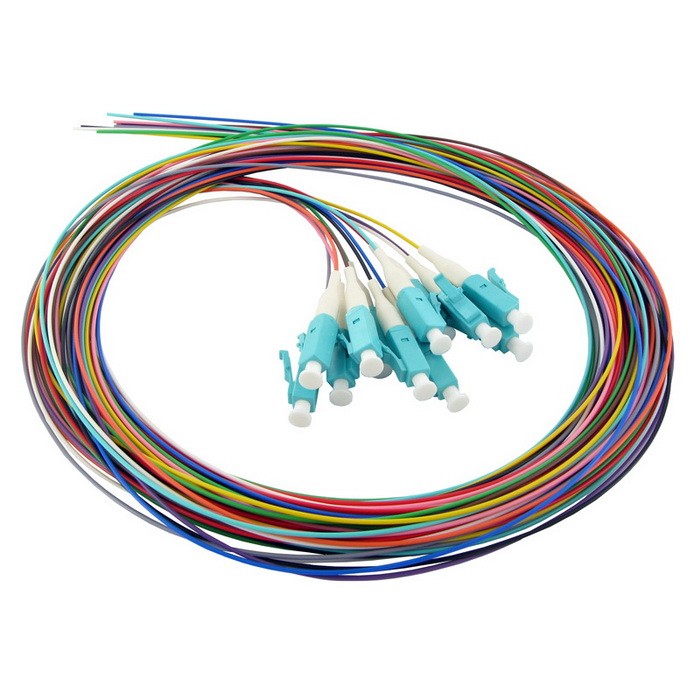 סט פיגטייל אופטי לריתוך 12 צבעים LC OM3 1M