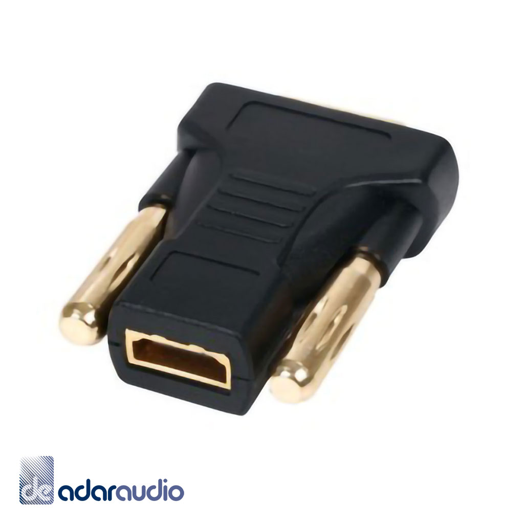מתאם HDMI נקבה - DVI זכר, מוזהב עם הברגה