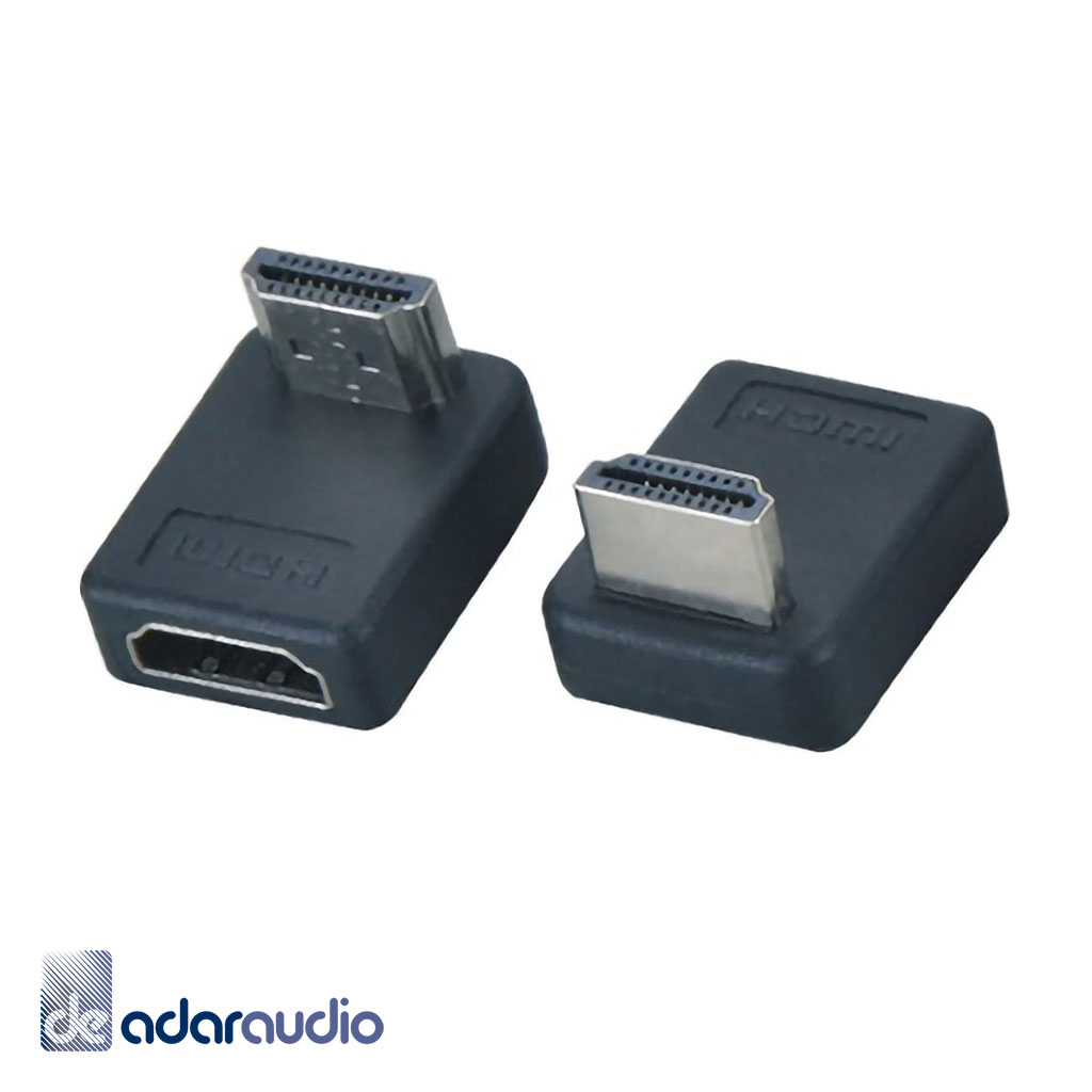 מתאם זוויתי HDMI קצר ב-90 מעלות - הכבל מנותב למטה