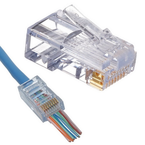 תקע RJ45 CAT5e לא מסוכך עם חורים לכבלי רשת