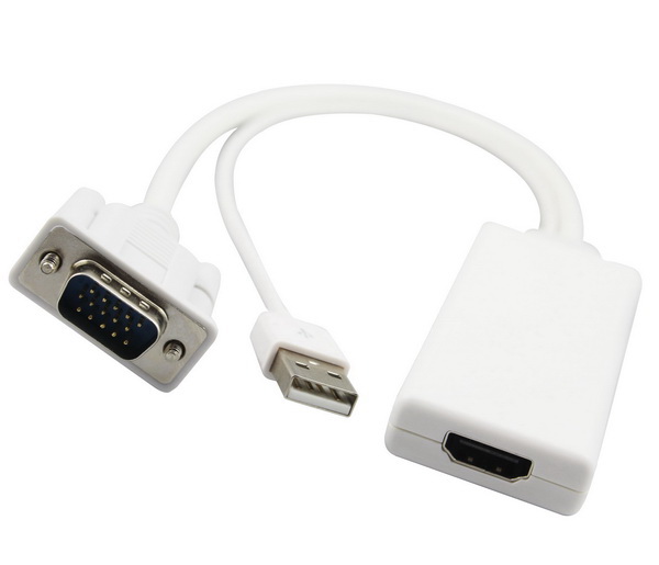 ממיר VGA + אודיו USB ל-HDMI (במסך HDMI, במחשב VGA)