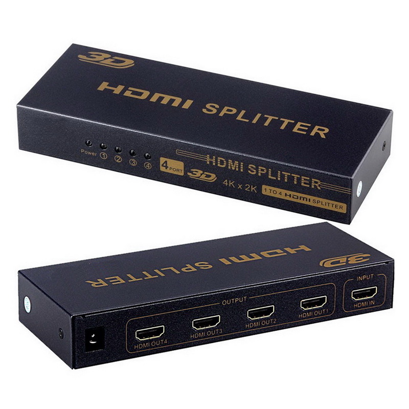 מפצל HDMI V1.4 מוגבר ל-4 מסכים בו זמנית, תומך 4Kx2K + 3D