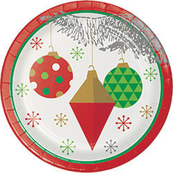 צלחות נייר7  merry& bright בחבילה 8 יחידות	