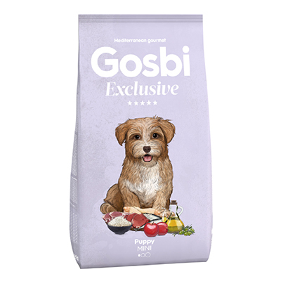 גוסבי אקסלוסיב מזון לכלב גור מגזע קטן mini puppy - עוף ודגים - שק 7 ק