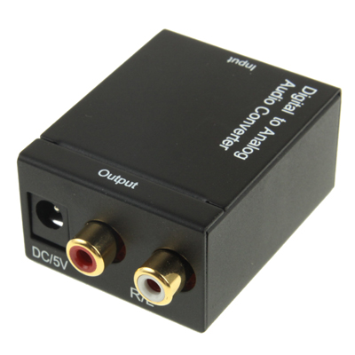 ממיר אודיו דיגיטלי לאנלוגי (Toslink אופטי + RCA קואקסיאלי ל-2xRCA סטריאו)