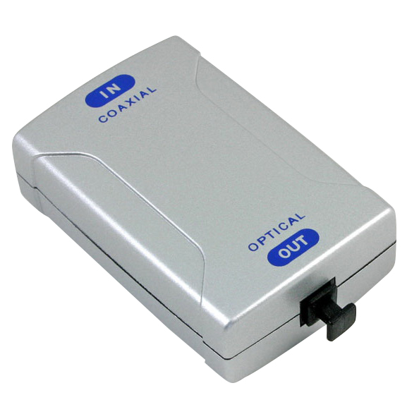 ממיר אודיו דיגיטלי RCA קואקס ל- Toslink אופטי (ממיר בין 2 פורמטי שידור דיגיטליים)