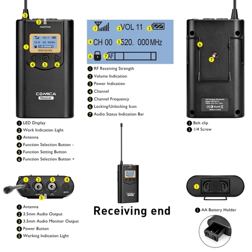 משדר מקלט ומיקרופון דש COMICA CVM-WM100