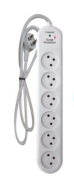 מגן ברקים ונחשולי מתח עם 6 שקעים