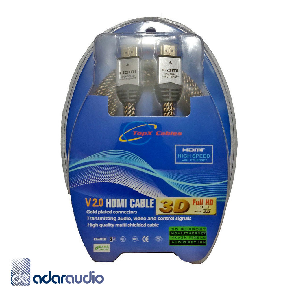 כבל HDMI 1.4 מקצועי באורך 3 מטר, תוצרת TopX, באריזת בליסטר