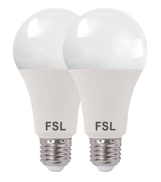 זוג נורות לד FSL ,A60, 13.5W הברגה E27 (גדולה) במארז חסכוני 