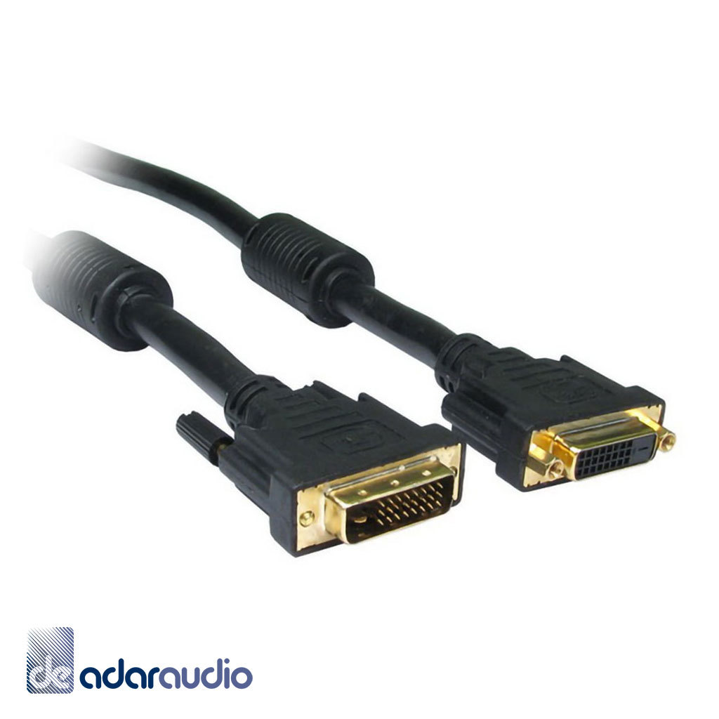 כבל DVI 24+1 מאריך איכותי זכר-נקבה, סיכוך כפול + פריטים, 3 מטר