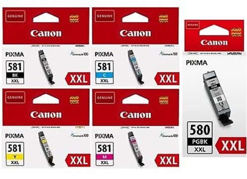 סט 5 ראשי דיו מקוריים PGI580XXLBK + CLI581XXL CANON