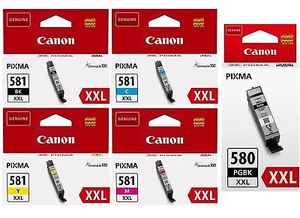 סט 5 ראשי דיו מקוריים PGI580XXLBK + CLI581XXL CANON