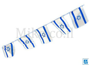 שרשרת דגלים ישראל - 25 מטר מבד סרוג איכותי