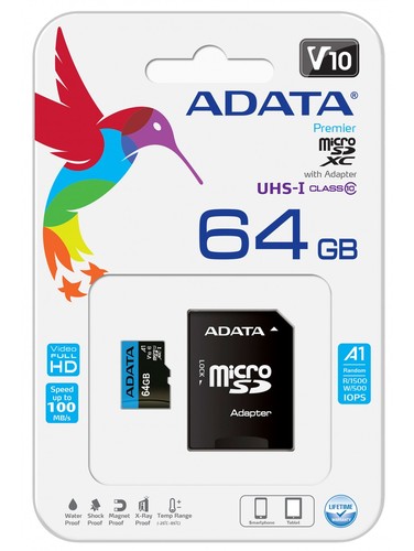 כרטיס זיכרון ADATA Class 10 64GB Micro SD