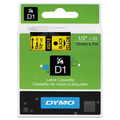 סרט מדבקות DYMO D1 45018 שחור על צהוב 12 מ"מ