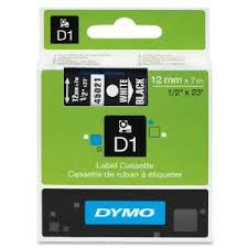 סרט מדבקות DYMO D1 45021 לבן על שחור 12 מ"מ