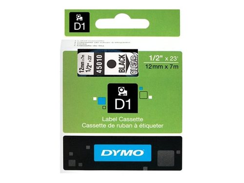 סרט מדבקות DYMO D1 45010 שחור על שקוף 12 מ