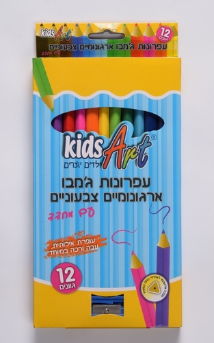 עפרונות צבעוניים ארוגונומיים ג'מבו - 12 צבעים KIDS ART
