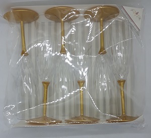 גביעי שמפניה רגל בצבע זהב  6 יח'		