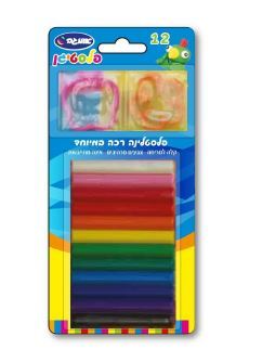 פלסטיגן פלסטלינה 12 צבעים + 2 שבלונות אומגה