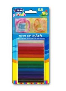 פלסטיגן פלסטלינה 12 צבעים + 2 שבלונות אומגה