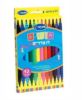 טושים דו צדדיים - 12 צבעים אומגה