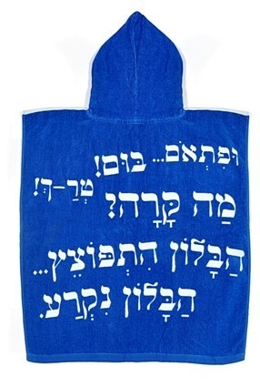 מגבת מהספרים עם קפוצ'ון - מעשה בחמישה בלונים כחול