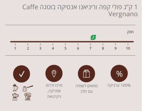 1 ק”ג פולי קפה וריניאנו אנטיקה בוטגה Caffe Vergnano