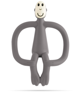 נשכן קופיף עם מברשת שיניים הראשונה מסיליקון רפואי - אפור