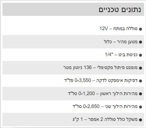 מברגת אימפקט 12V FUEL