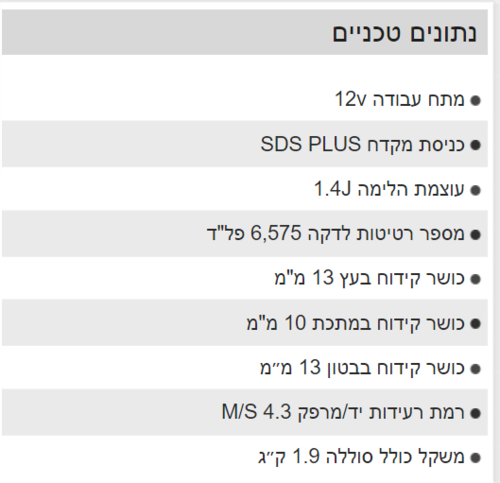 פטישון נטען 12V FUEL