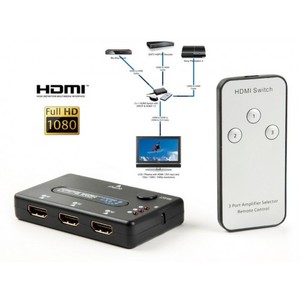 בורר 3 מכשירים HDMI למסך אחד עם שלט