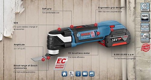 מולטיטול נטען GOP 18V EC ללא פחמים + אביזרים