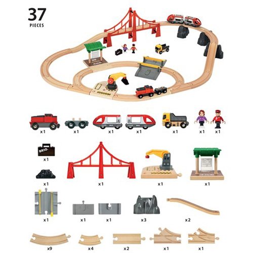 סט ענק של רכבת עם קטר חשמלי, גשר, מחסום ומנוף 37 חלקים 33924