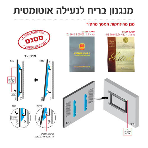 זרוע לטלוויזיה ברקן קבועה למסכים שטוחים וקעורים 32-90