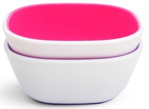 זוג קערות אוכל עמוקות לפעוט עם תחתית מונעת החלקה Splash - סגול/ורוד