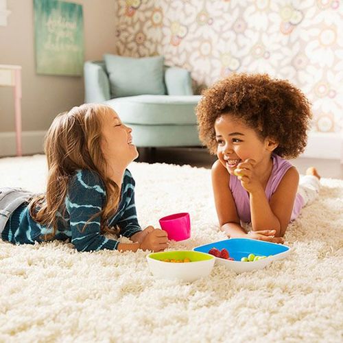 זוג קערות אוכל עמוקות לפעוט עם תחתית מונעת החלקה Splash - סגול/ורוד