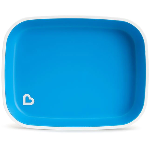 זוג צלחות אוכל לפעוט עם תחתית מונעת החלקה Splash - כחול/ירוק