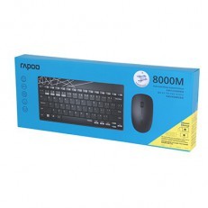 סט מקלדת מולטימדיה ועכבר אלחוטי 8000M שחור Rapoo