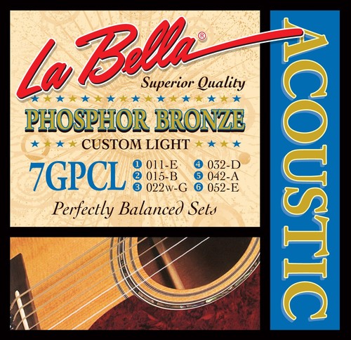 מיתרים לאקוסטית La Bella 7GPCL PHOSPHOR BRONZE – CUSTOM LIGHT